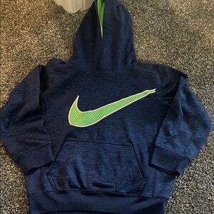 Nike Kids Navy Hoodie with Lime Logo